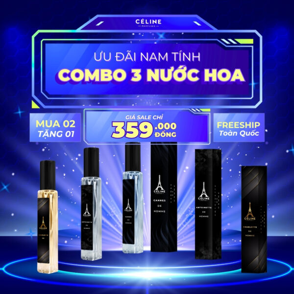 Combo 3 chai nước hoa nam Céline Parfume chính hãng - Antoinette, Cannes, Charlotte